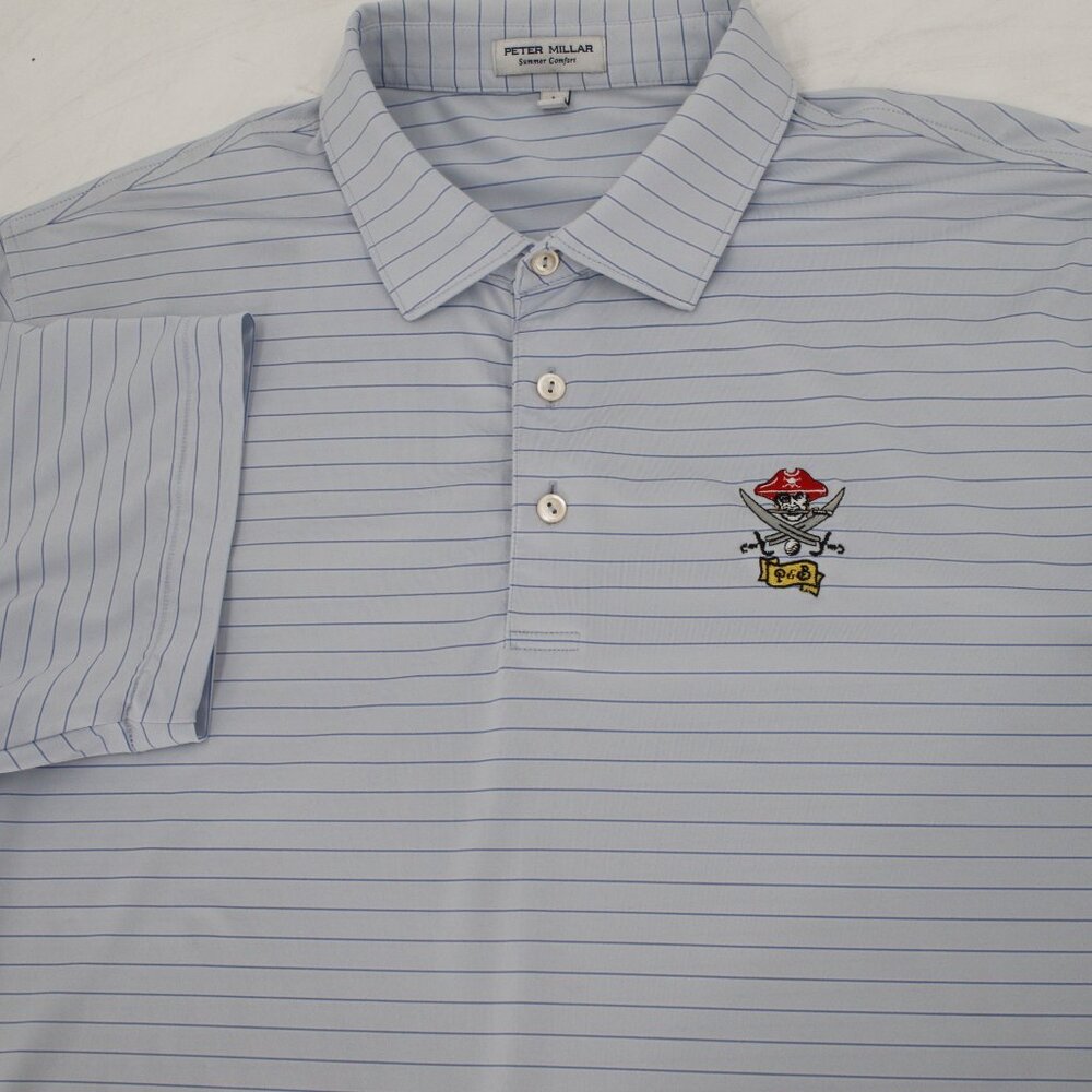 Peter Millar summer comfort Polo Shirt Mens Large Striped Performance Golf Logo